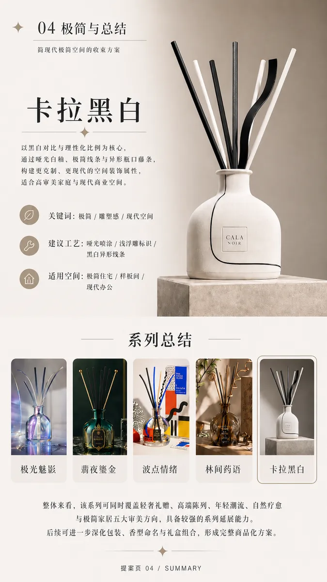 栖居系列藤条香薰的现代极简与系列总结提案图